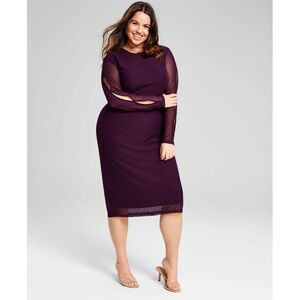 Trendy Plus Size Cutout Mesh Bodycon Dress